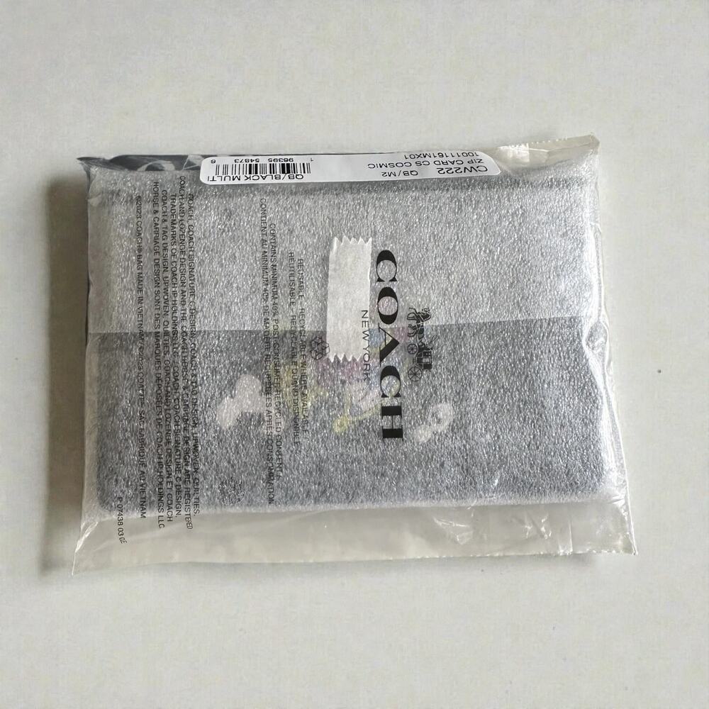 Cosmic Coach Zip Card Case With Rocket Print in Black Multi CW222 - Picture 4 of 5
